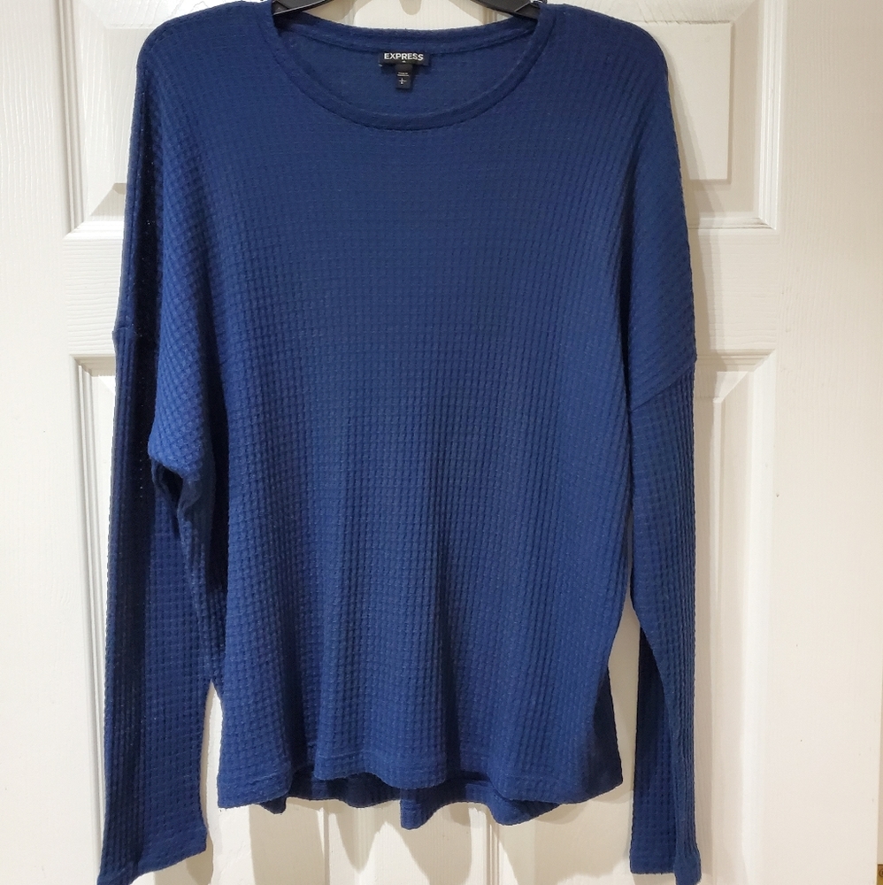 Express Open Long Sleeve Waffle Knit Shirt